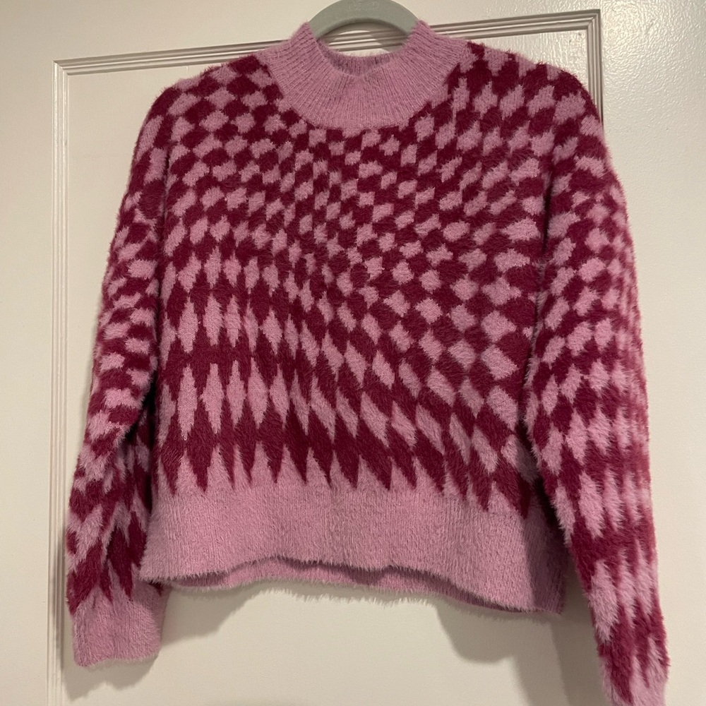 THML Pink and Red Checkered Sweater